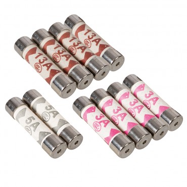 Powermaster 3A, 5A, & 13A Plug Top Fuses (Mixed Pack of 10) - 952591